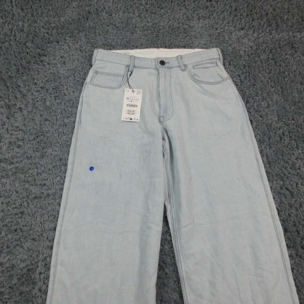 Zara Jeans Mens 32x29* Light Blue Mid Waist Loose Wide Leg Ankle NWT - Picture 9 of 16